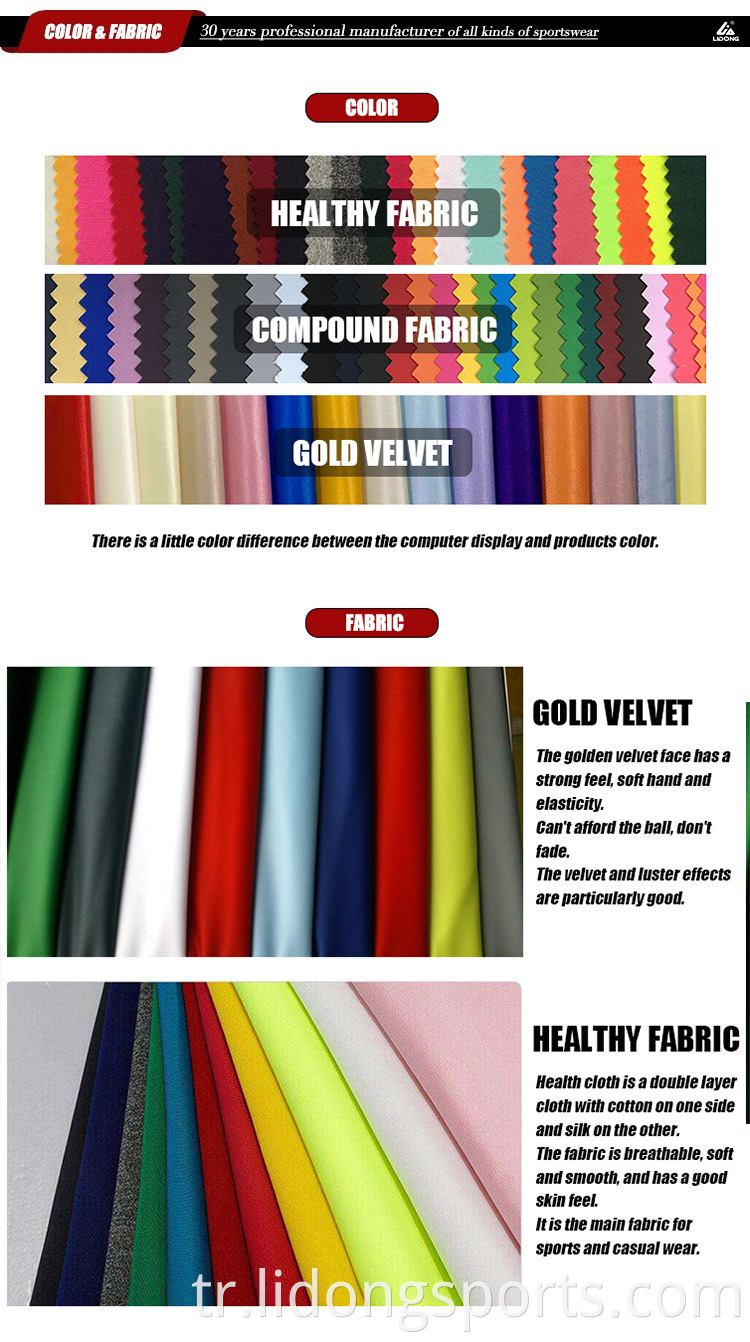 En son eşçmanlar, spor giyim unisex trachsits için polyester kumaş tasarlar
